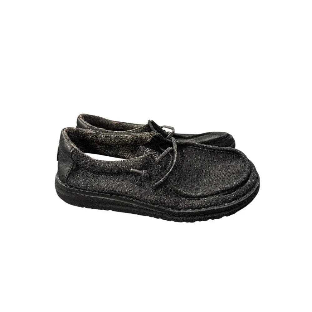 Hey‎ Dude Wally Stretch Jersey Heather Black Kids Youth Slip On Shoes Size 2